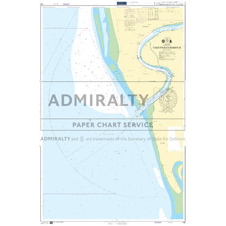Product image of Admiralty Chart 102 | Chattogram Harbour, featuring navigational markings, depth soundings, and coastal features, essential for safe marine navigation. It could be displayed as an art piece or used for navigation on a boat or ship.