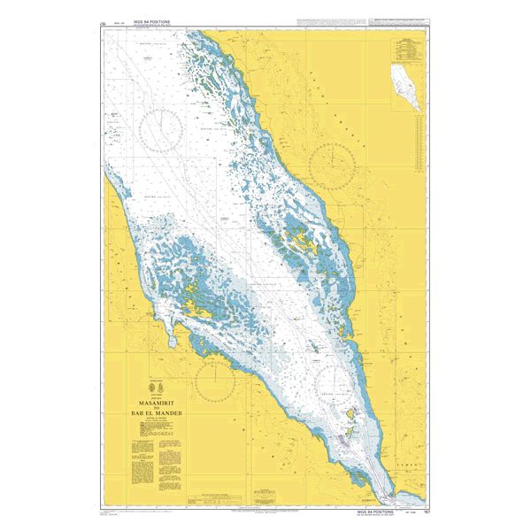 Product image of Admiralty Chart 157 | Masamirit to Bab el Mandeb, featuring navigational markings, depth soundings, and coastal features, essential for safe marine navigation. It could be displayed as an art piece or used for navigation on a boat or ship.