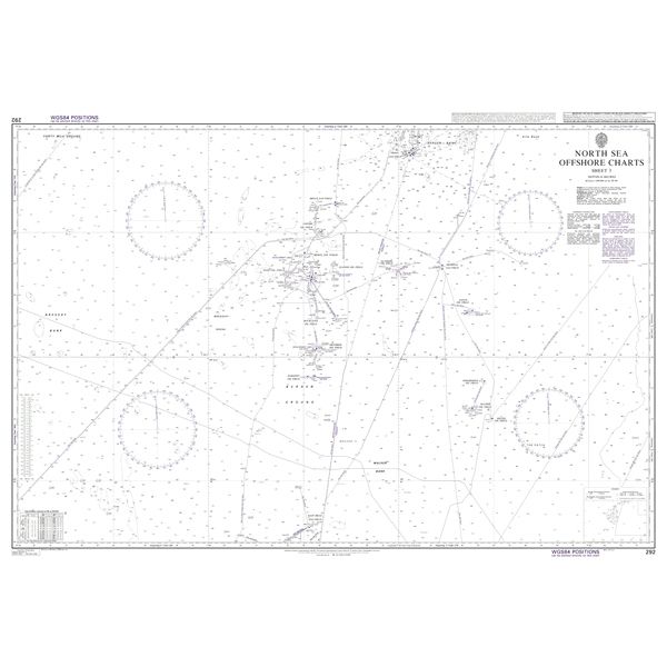 Product image of Admiralty Chart 292 | North Sea Offshore Charts Sheet 3, featuring navigational markings, depth soundings, and coastal features, essential for safe marine navigation. It could be displayed as an art piece or used for navigation on a boat or ship.