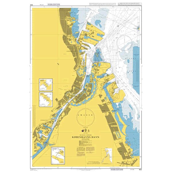 Product image of Admiralty Chart 902 | Kobenhavns Havn, featuring navigational markings, depth soundings, and coastal features, essential for safe marine navigation. It could be displayed as an art piece or used for navigation on a boat or ship.