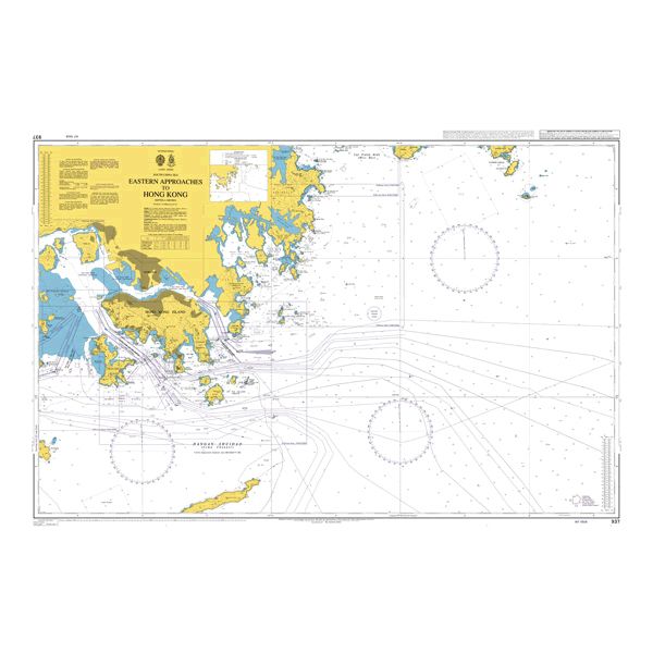 Product image of Admiralty Chart 937 | Eastern Approaches to Hong Kong, featuring navigational markings, depth soundings, and coastal features, essential for safe marine navigation. It could be displayed as an art piece or used for navigation on a boat or ship.