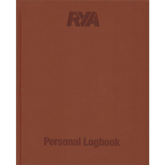 The Royal Yachting Association's RYA Personal Logbook is a brown cover book featuring "RYA" and "Personal Logbook" text, ideal for sailing with its minimalist design that ensures stylish and easy mileage tracking.
