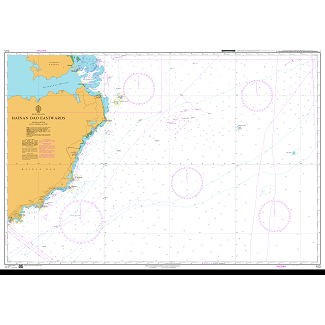 Product image of Admiralty Chart 103 | Hainan Dao Eastwards, featuring navigational markings, depth soundings, and coastal features, essential for safe marine navigation. It could be displayed as an art piece or used for navigation on a boat or ship.