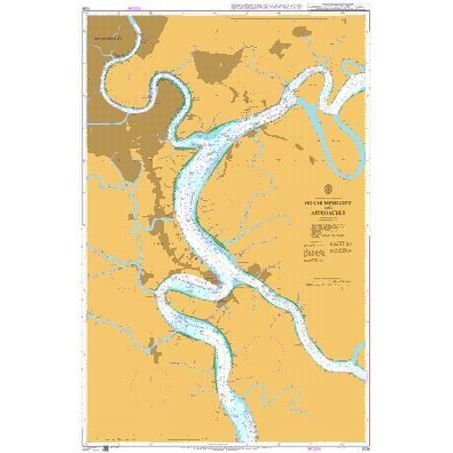 Product image of Admiralty Chart 1036 | Ho Chi Minh City and Approaches, featuring navigational markings, depth soundings, and coastal features, essential for safe marine navigation. It could be displayed as an art piece or used for navigation on a boat or ship.
