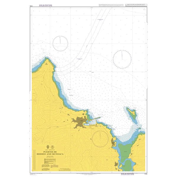 Product image of Admiralty Chart 1172 | Puertos de Bermeo and Mundaka, featuring navigational markings, depth soundings, and coastal features, essential for safe marine navigation. It could be displayed as an art piece or used for navigation on a boat or ship.