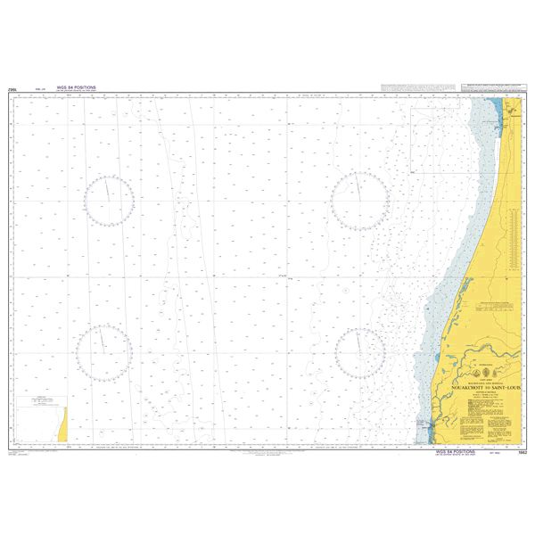 Product image of Admiralty Chart 1662 | Nouakchott to Saint - Louis, featuring navigational markings, depth soundings, and coastal features, essential for safe marine navigation. It could be displayed as an art piece or used for navigation on a boat or ship.