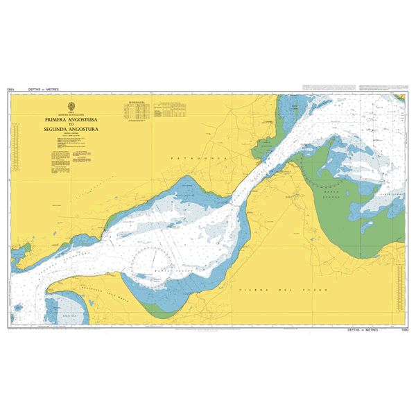 Product image of Admiralty Chart 1693 | Primera Angostura to Segunda Angostura, featuring navigational markings, depth soundings, and coastal features, essential for safe marine navigation. It could be displayed as an art piece or used for navigation on a boat or ship.