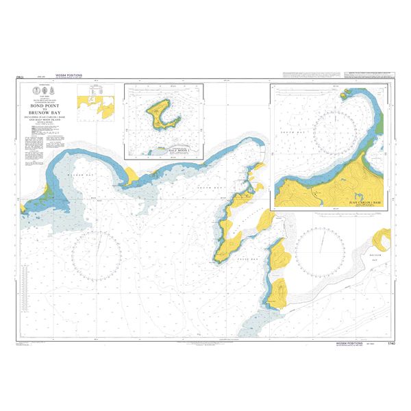 Product image of Admiralty Chart 1740 | Point Barnard to Camp Byres including Half Moon Island, featuring navigational markings, depth soundings, and coastal features, essential for safe marine navigation. It could be displayed as an art piece or used for navigation on a boat or ship.