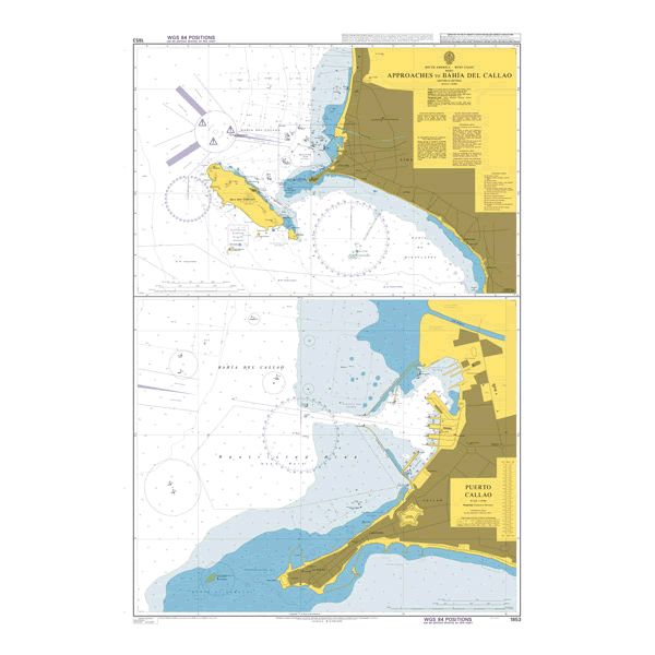 Product image of Admiralty Chart 1853 | Approaches to Bahia Del Callao, featuring navigational markings, depth soundings, and coastal features, essential for safe marine navigation. It could be displayed as an art piece or used for navigation on a boat or ship.