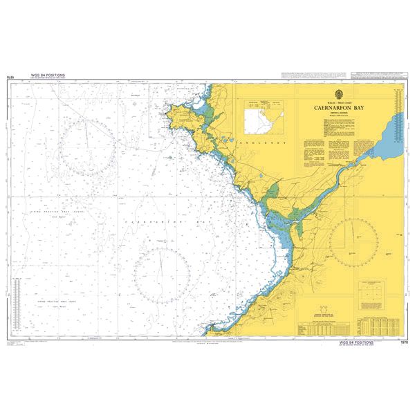Product image of Admiralty Chart 1970 | Caernarfon Bay, featuring navigational markings, depth soundings, and coastal features, essential for safe marine navigation. It could be displayed as an art piece or used for navigation on a boat or ship.