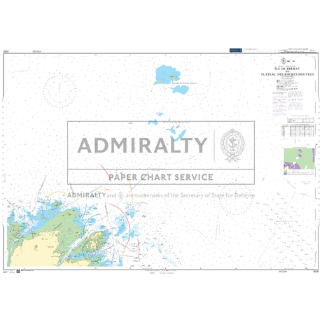Product image of Admiralty Chart 2028 | Ile de Brehat to Plateau des Roches Douvres, featuring navigational markings, depth soundings, and coastal features, essential for safe marine navigation. It could be displayed as an art piece or used for navigation on a boat or ship.
