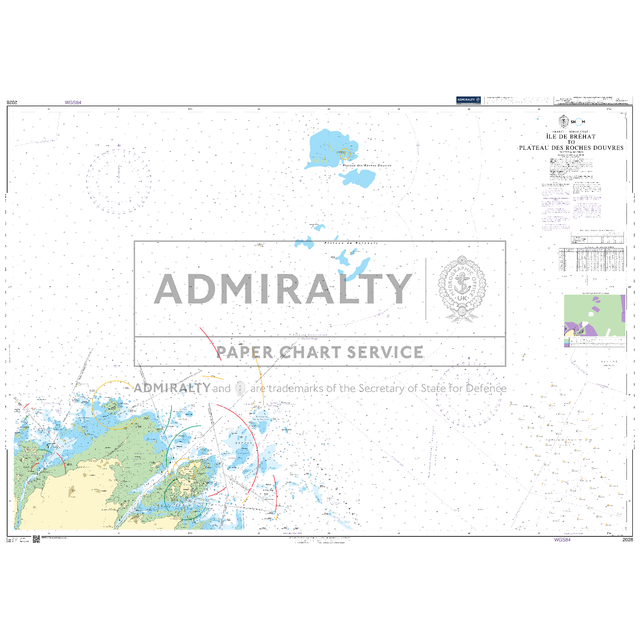 Product image of Admiralty Chart 2028 | Ile de Brehat to Plateau des Roches Douvres, featuring navigational markings, depth soundings, and coastal features, essential for safe marine navigation. It could be displayed as an art piece or used for navigation on a boat or ship.