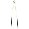 An image of the Weems & Plath 8" Straight Pattern Brass Divider. This metal compass divider, essential among marine navigation tools, features two pointed legs partially coated in black near the tips and includes a small screw for adjustable tension.
