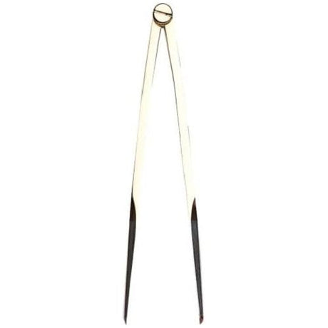 An image of the Weems & Plath 8" Straight Pattern Brass Divider. This metal compass divider, essential among marine navigation tools, features two pointed legs partially coated in black near the tips and includes a small screw for adjustable tension.