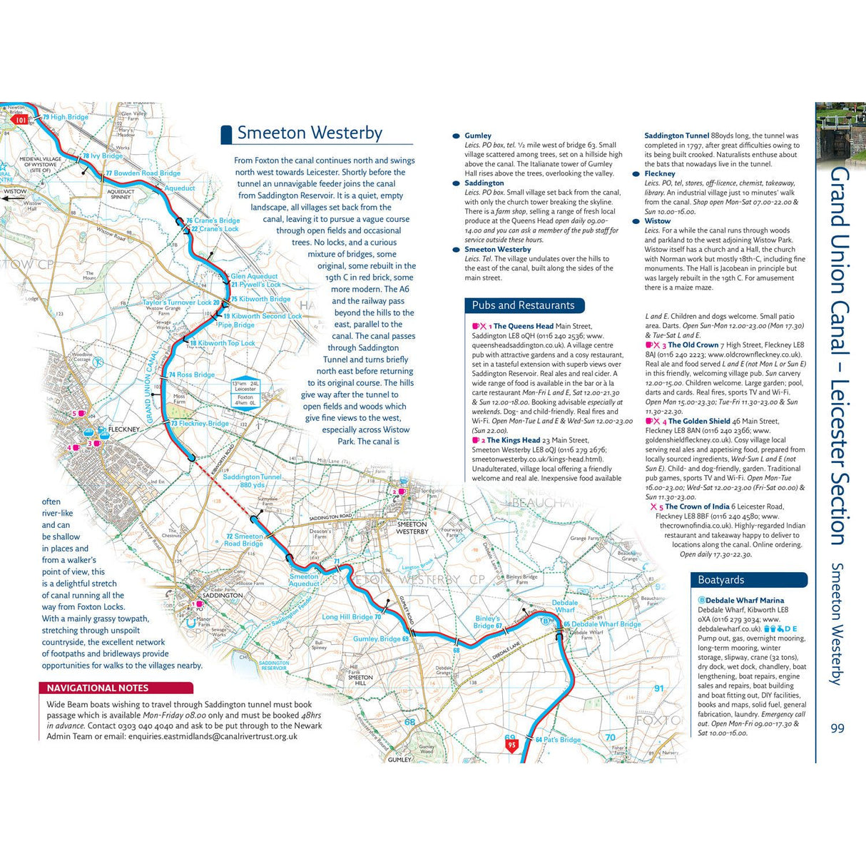 Explore the Grand Union Canal's Leicester section with this map, highlighting Smeeton Westerby, locks, pubs, and mooring spots. Perfect for exploring inland waterways and an ideal complement to the Nicholson Waterways Guide 3: Birmingham and the Heart of England by Nicholson.