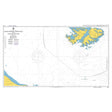 Product image of Admiralty Chart 2519 | South-Western Approaches to the Falkland Islands, featuring navigational markings, depth soundings, and coastal features, essential for safe marine navigation. It could be displayed as an art piece or used for navigation on a boat or ship.
