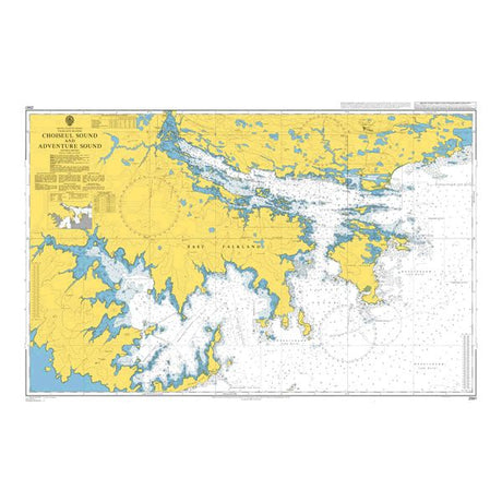 Product image of Admiralty Chart 2561 | Choiseul Sound and Adventure Sound, featuring navigational markings, depth soundings, and coastal features, essential for safe marine navigation. It could be displayed as an art piece or used for navigation on a boat or ship.