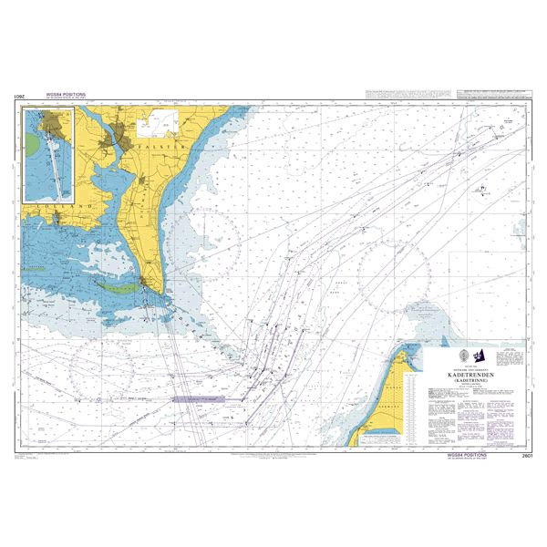 Product image of Admiralty Chart 2601 | Kadetrenden / Kadetrinne, featuring navigational markings, depth soundings, and coastal features, essential for safe marine navigation. It could be displayed as an art piece or used for navigation on a boat or ship.