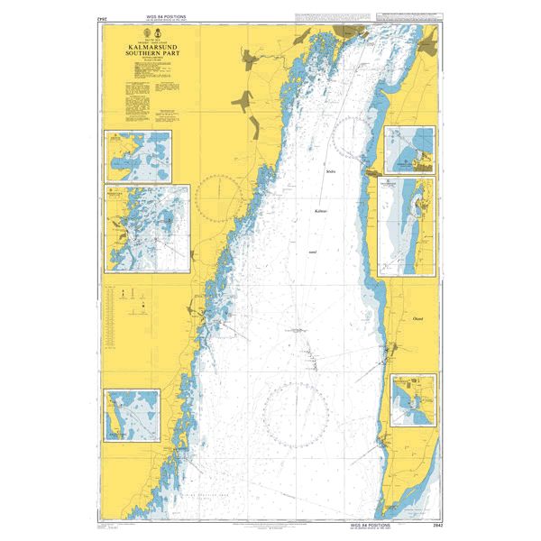 Product image of Admiralty Chart 2842 | Kalmarsund Southern Part, featuring navigational markings, depth soundings, and coastal features, essential for safe marine navigation. It could be displayed as an art piece or used for navigation on a boat or ship.