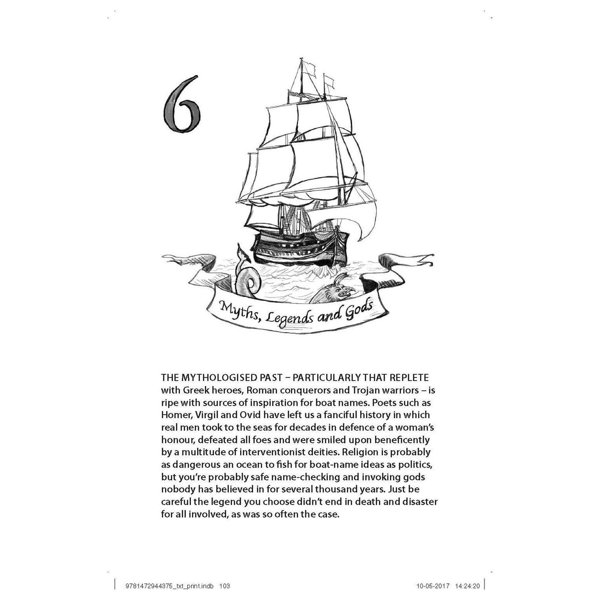 Yacht Were You Thinking? by Adlard Coles features a sailing ship and ocean illustration with "6 Myths, Legends and Gods," examining how names from Greek heroes to Roman conquerors shaped decisions—an ideal gift for skippers and enthusiasts.