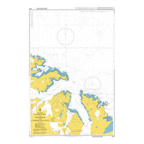 Product image of Admiralty Chart 3588 | Approaches to Stromness and Cumberland Bays, featuring navigational markings, depth soundings, and coastal features, essential for safe marine navigation. It could be displayed as an art piece or used for navigation on a boat or ship.