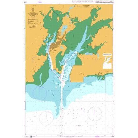 Product image of Admiralty Chart 3938 | Fangcheng Gang, featuring navigational markings, depth soundings, and coastal features, essential for safe marine navigation. It could be displayed as an art piece or used for navigation on a boat or ship.