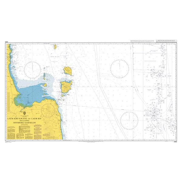 Product image of Admiralty Chart 3963 | Laem Kho Kwang to Laem Riu including Offshore Gasfields, featuring navigational markings, depth soundings, and coastal features, essential for safe marine navigation. It could be displayed as an art piece or used for navigation on a boat or ship.