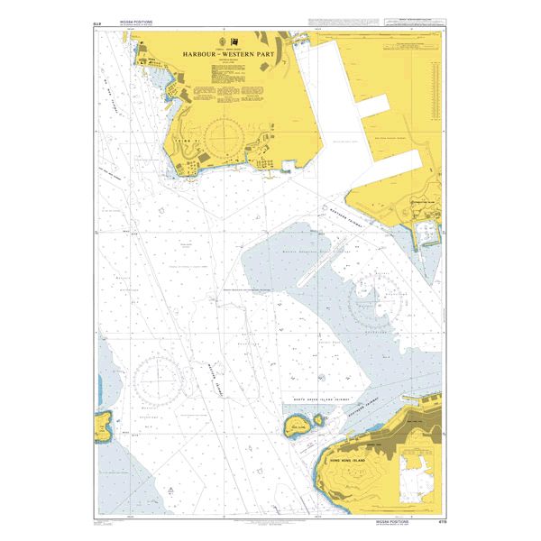 Product image of Admiralty Chart 4119 | Harbour- Western Part, featuring navigational markings, depth soundings, and coastal features, essential for safe marine navigation. It could be displayed as an art piece or used for navigation on a boat or ship.