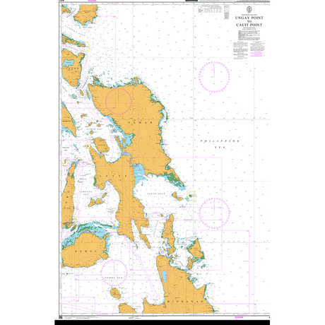 Product image of Admiralty Chart 4417 | Ungay Point to Cauit Point, featuring navigational markings, depth soundings, and coastal features, essential for safe marine navigation. It could be displayed as an art piece or used for navigation on a boat or ship.
