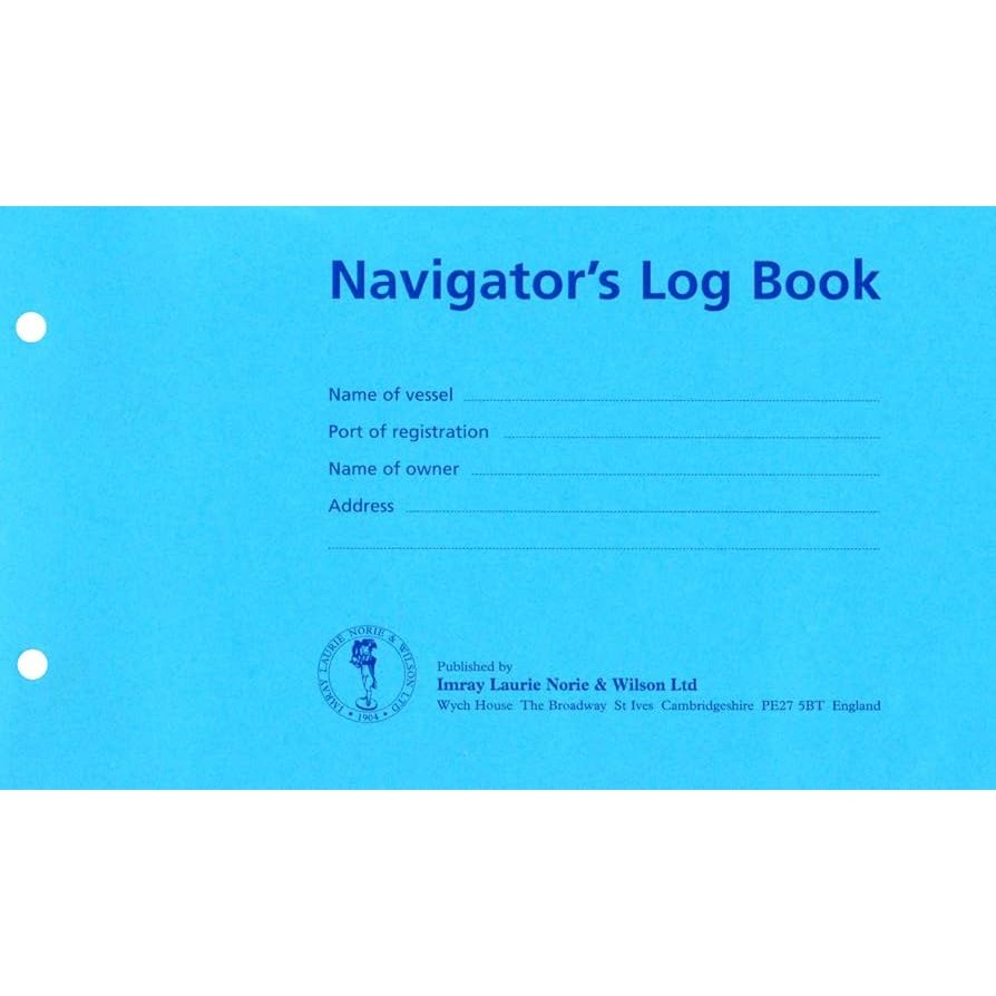 The Imray Navigator’s Log Book Refill features spaces for vessel name, port of registration, owner’s name, and address. Imray’s branding and publisher details appear at the bottom along with their logo.