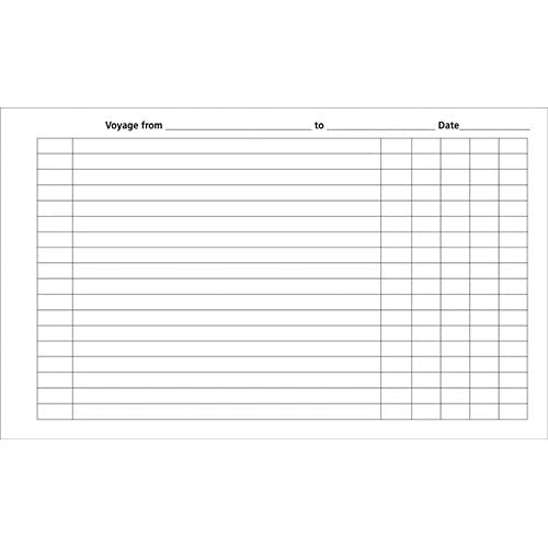 Imray Navigator's Log Book Refill features blank log sheets with rows and columns labeled "Voyage from ______ to ______ Date ______" at the top, ideal for recording voyage details as navigator’s log book refill pages.