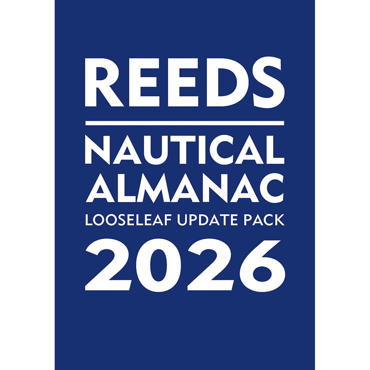 Blue cover with bold white text: "Reeds Nautical Almanac 2026"—the trusted Reeds resource for yachtsmen navigating Atlantic coastal waters.