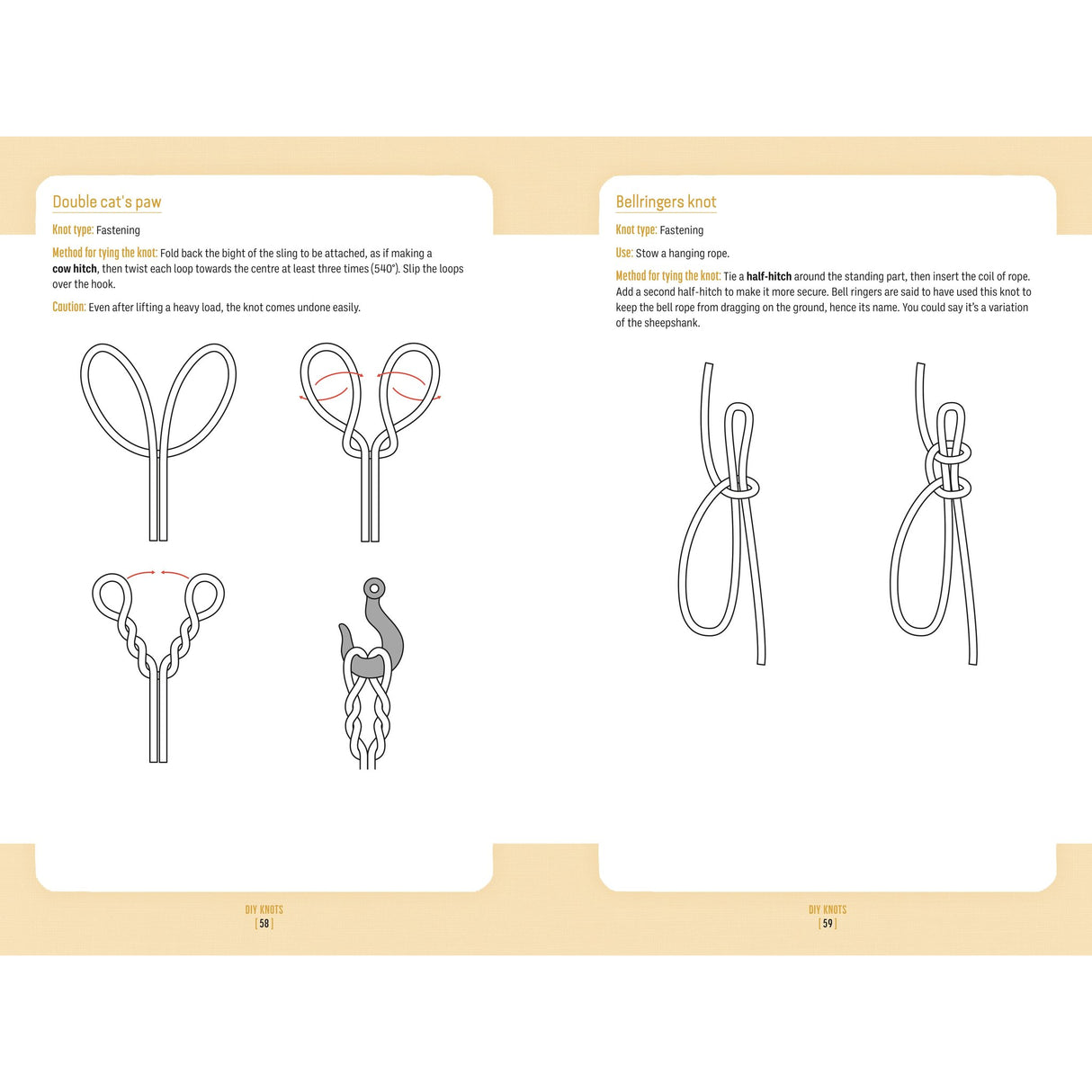 The Big Book of Knots from Adlard Coles features clear diagrams and step-by-step instructions for knots like the double cat’s paw and Bellinger’s knot, making it easy to learn decorative knots with this handy guide.