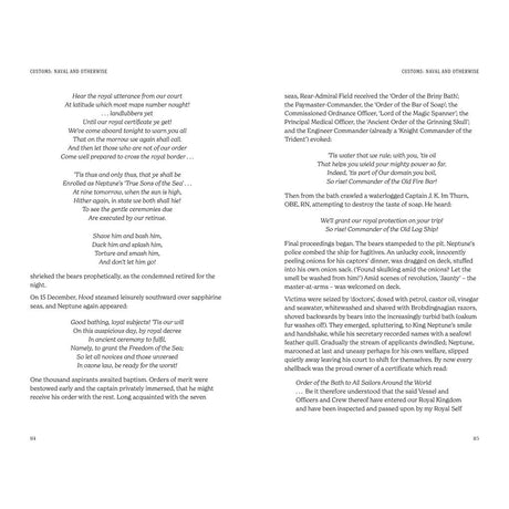 Folklore of the Sea by David & Charles Publishing features printed poems and narratives about maritime life, sea lore, and naval customs, arranged in two columns per page with headings and poetic verses like a folklore collection.
