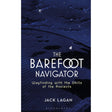 The cover of "The Barefoot Navigator" from Adlard Coles features a dark, starry night over the sea with a small sailboat, reflecting ancient navigation skills, and includes the subtitle "Wayfinding with the Skills of the Ancients.