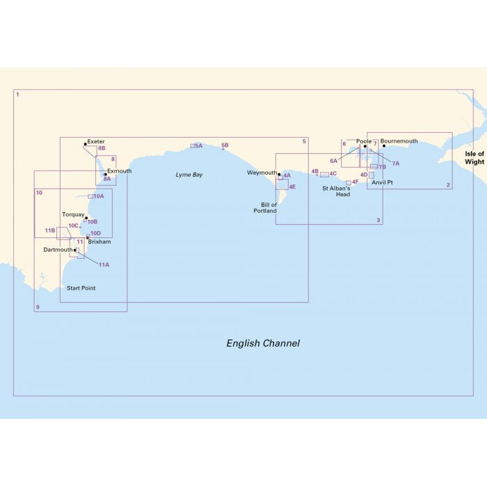 Imray Chart Pack 2300: Devon and Dorset Coasts (Spiral Bound) coverage diagram