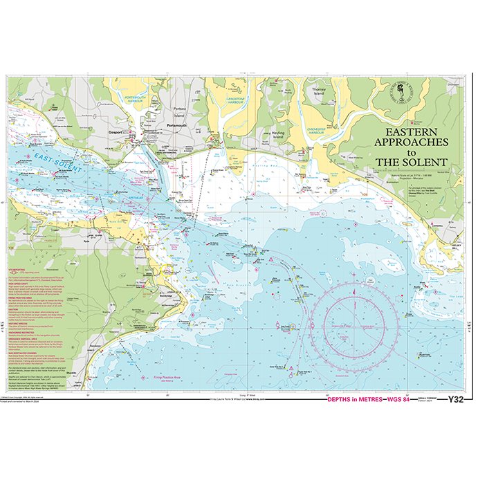 Imray Chart Y32: Eastern Approaches to the Solent chart