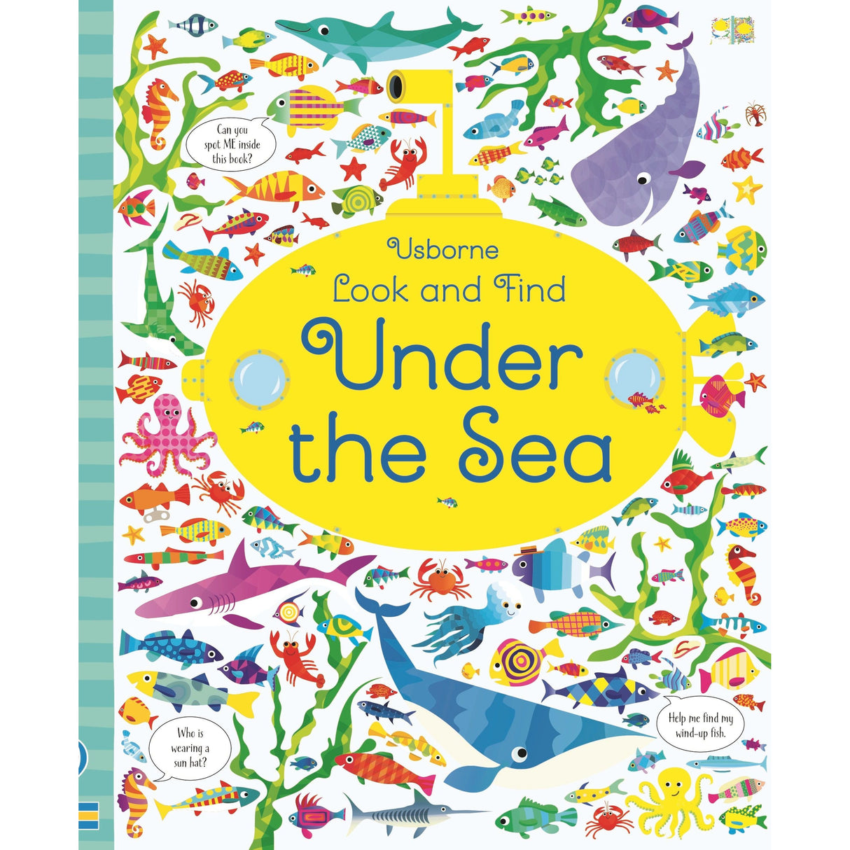 Colorful illustrated cover of Usborne's "Under the Sea Book and Jigsaw" features sea creatures like fish, crabs, octopuses, whales, and turtles among plants—a perfect ocean-themed set—with a yellow title bubble in the center.