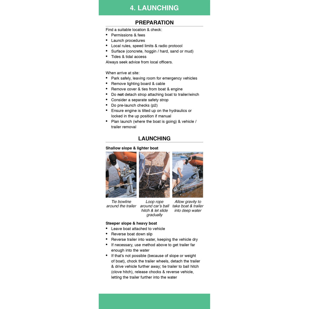 The Powerboating Companion from Fernhurst Books is an instructional guide with quick reference steps, launch techniques for RIBs and sportsboats on various slopes, plus photos and captions showing key actions.