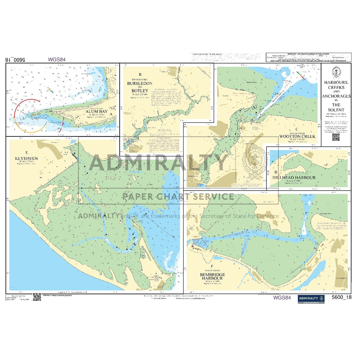Nautical chart 5600_18 Harbours, Creeks and Anchorages in the Solent