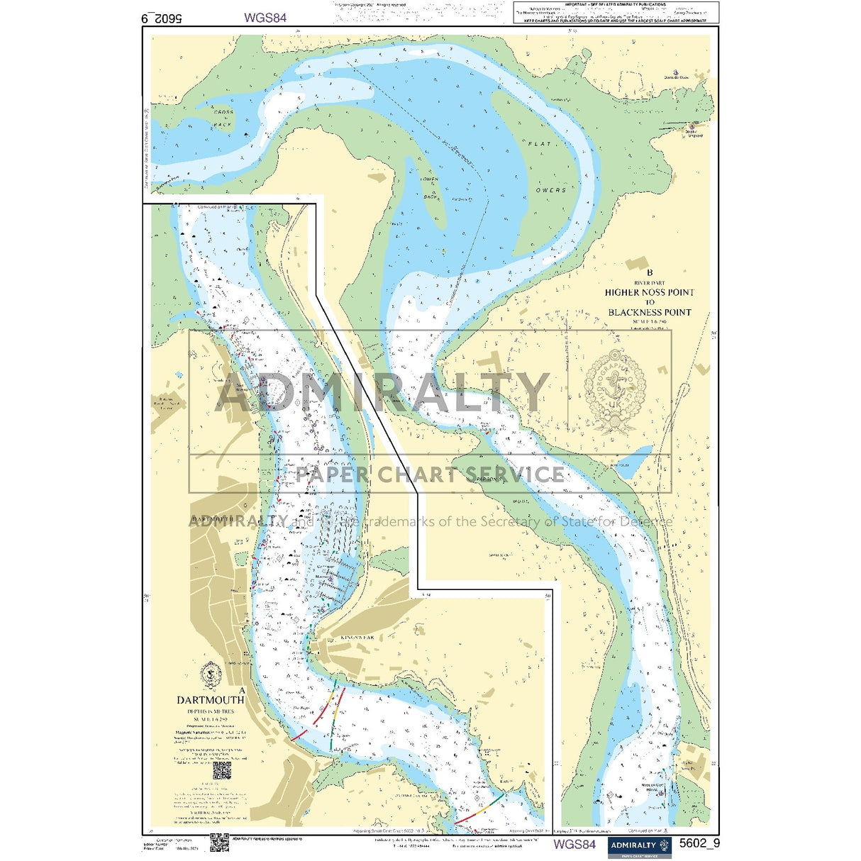 Nautical chart 5602_9 Dartmouth on the South Devon coast with 2 panels