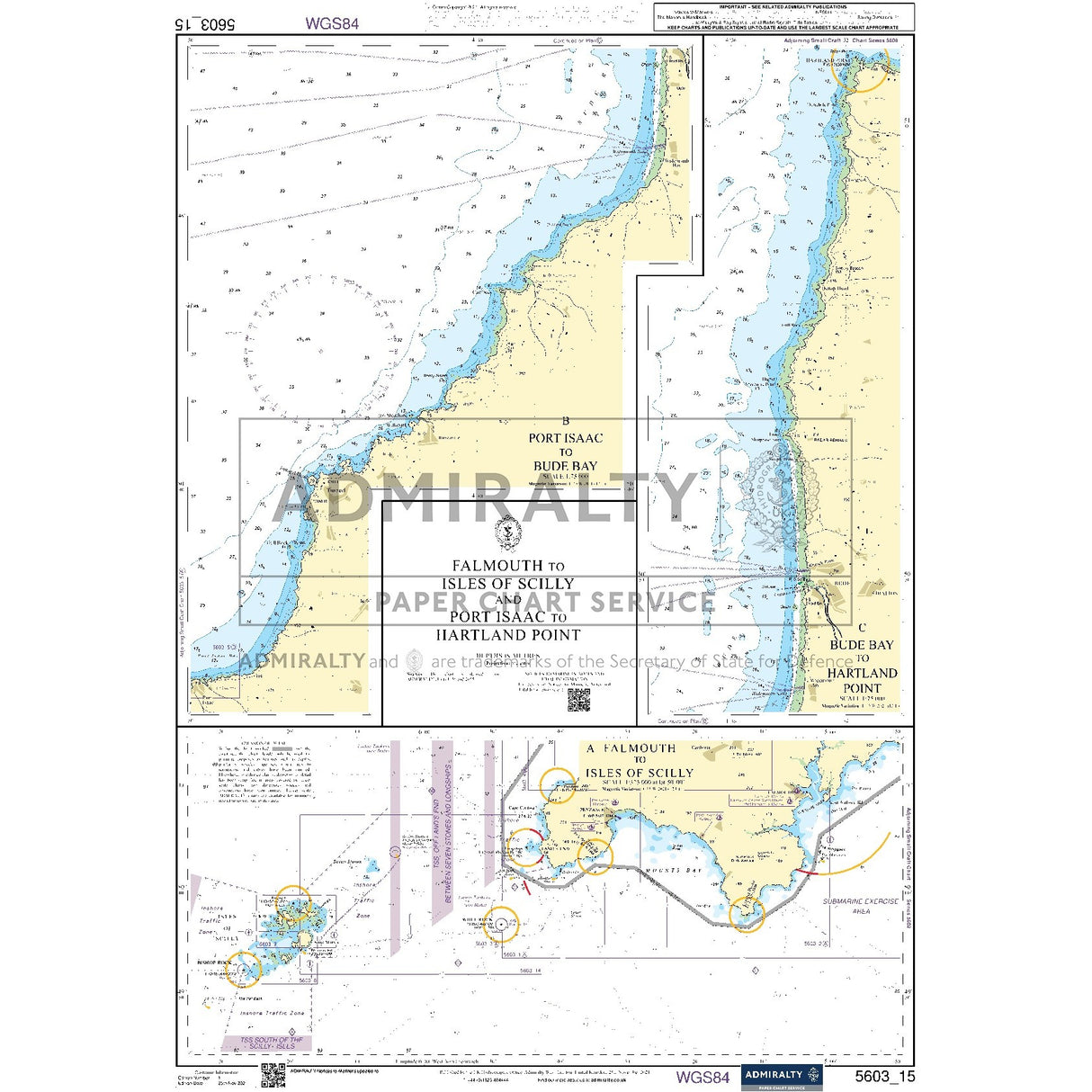 Nautical chart 5603_15 Falmouth to Isles of Scilly and Port Isaac to Hartland Point