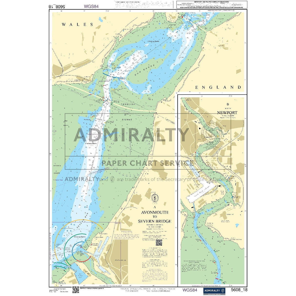 Nautical chart 5608_18 Avonmouth to Severn Bridge
