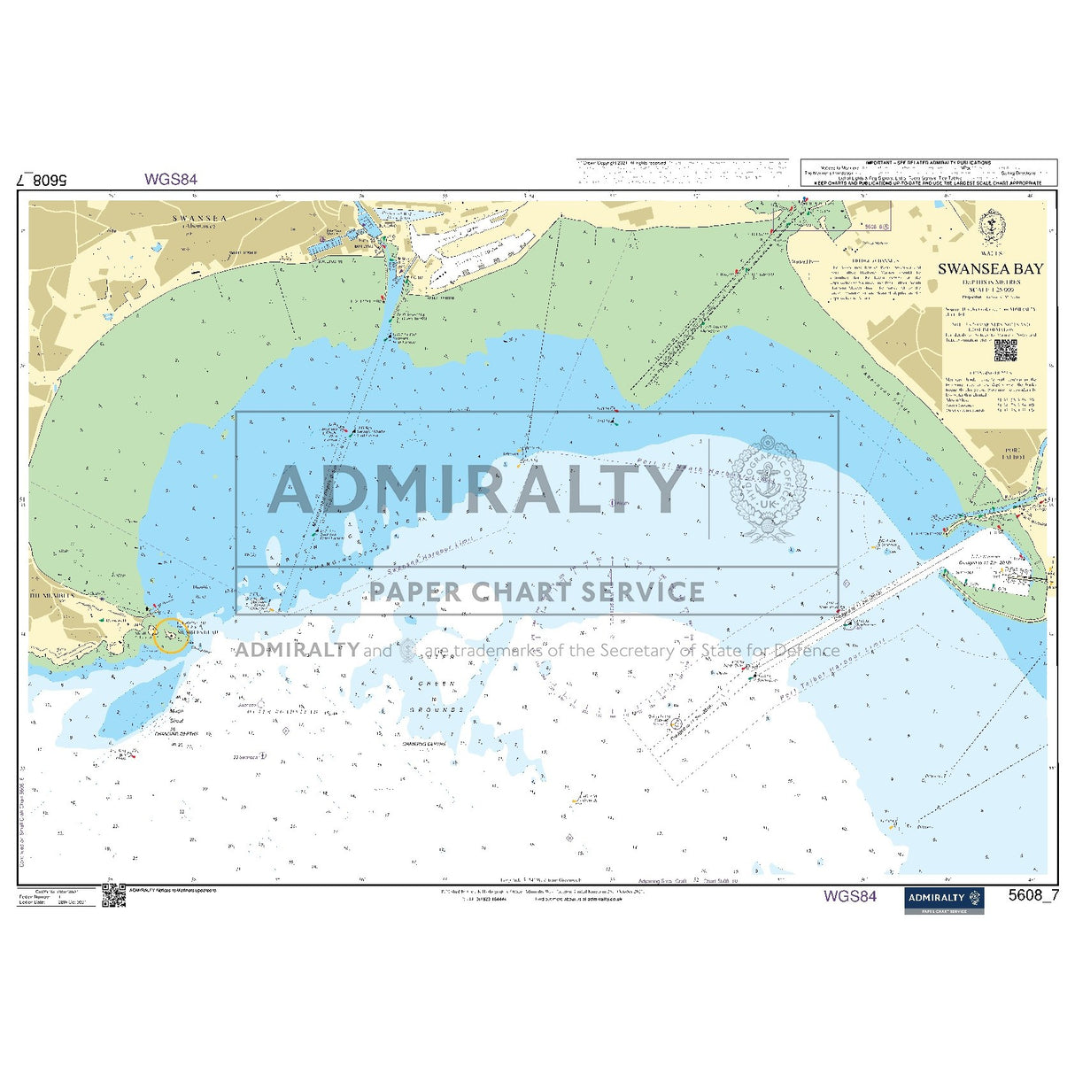 Nautical chart 5608_7 Swansea Bay on the Welsh coast