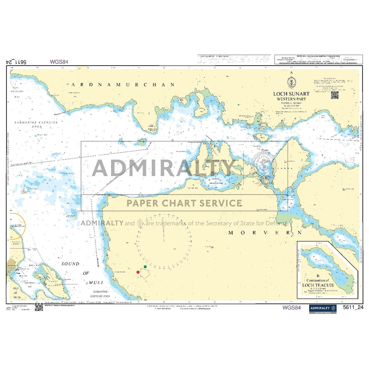Nautical chart 5611_24 Loch Sunart - Western Part on the west Scottish coast with 2 panels