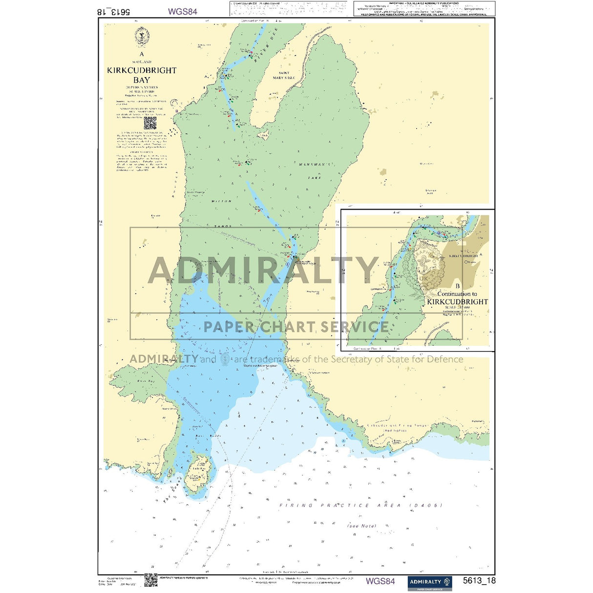 Nautical chart 5613_18 Kirkcudbright Bay on the Galloway coast with 2 panels