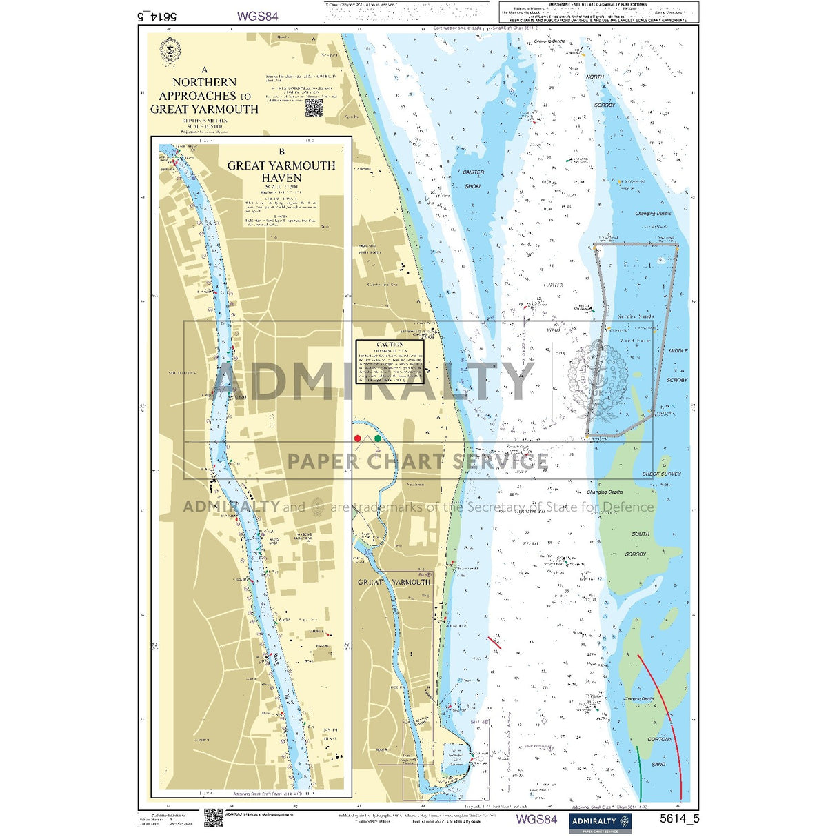 Nautical chart 5614_5 Northern Approaches to Great Yarmouth with 2 panels