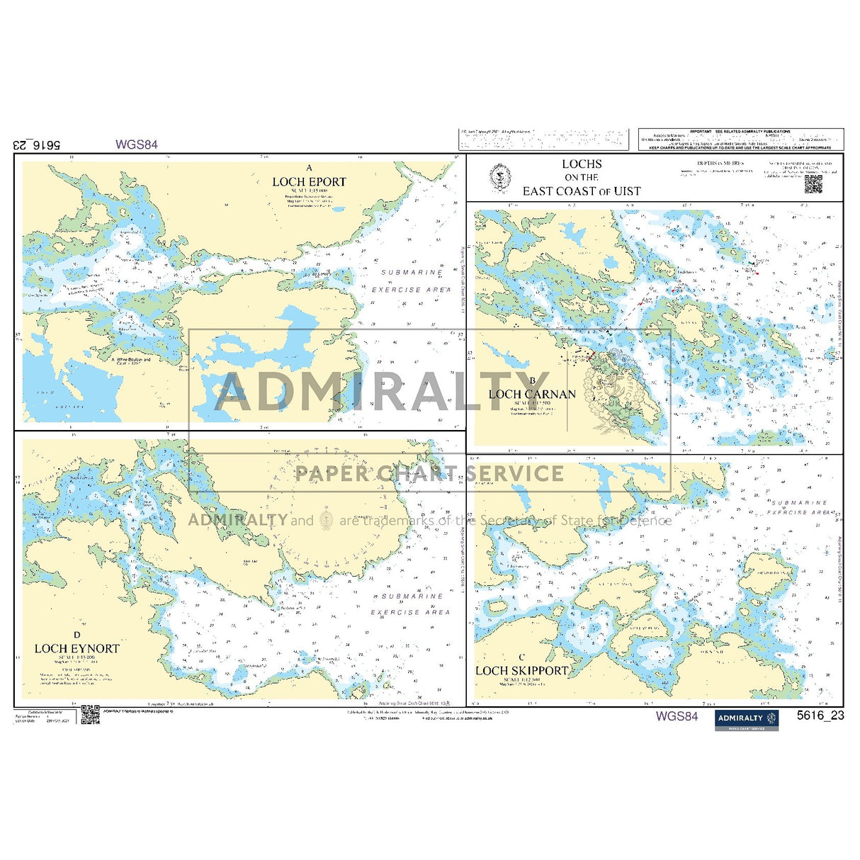 Nautical chart 5616_23 Lochs on the East Coast of Uist in the Outer Hebrides with 4 panels