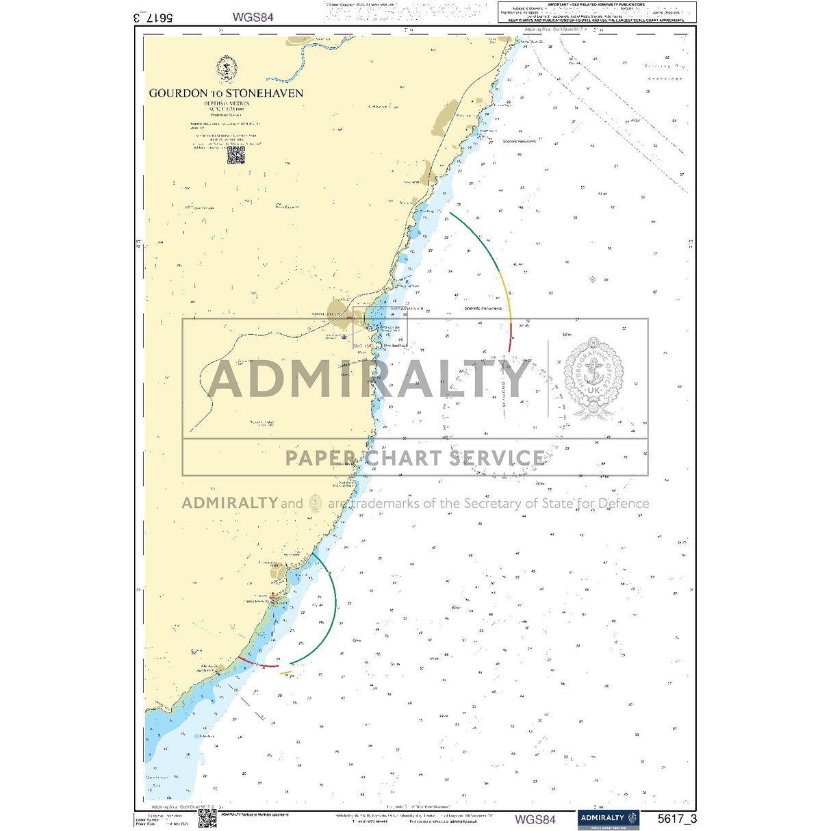 Nautical chart 5617_3 Gourdon to Stonehaven on the east Scotland coast