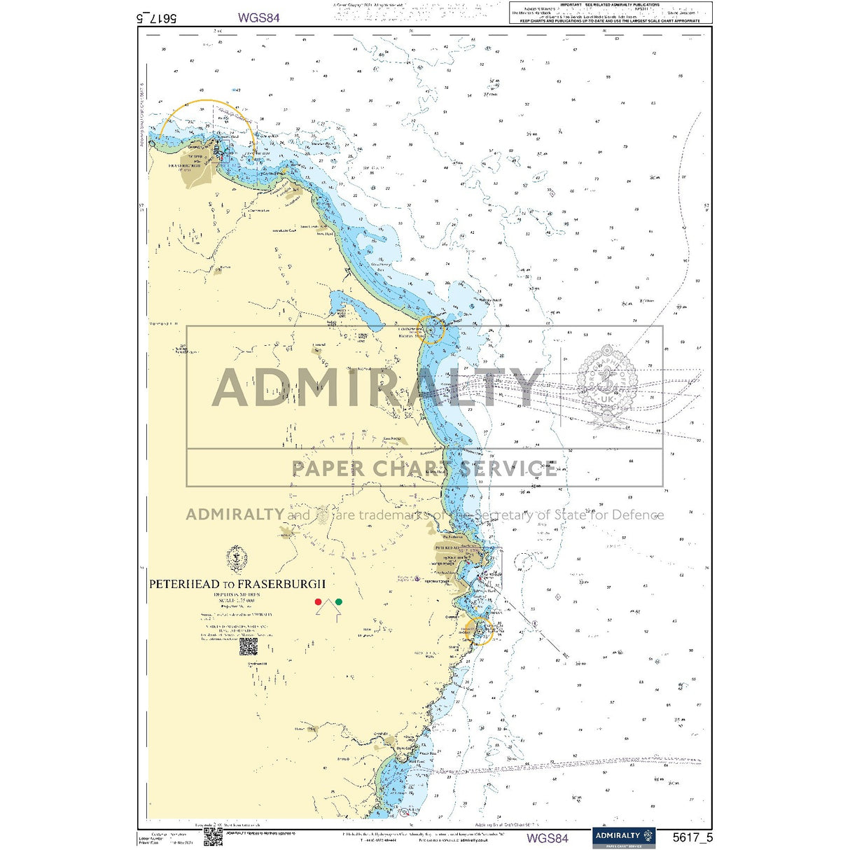 Nautical chart 5617_5 Peterhead to Fraserburgh on the east Scotland coast